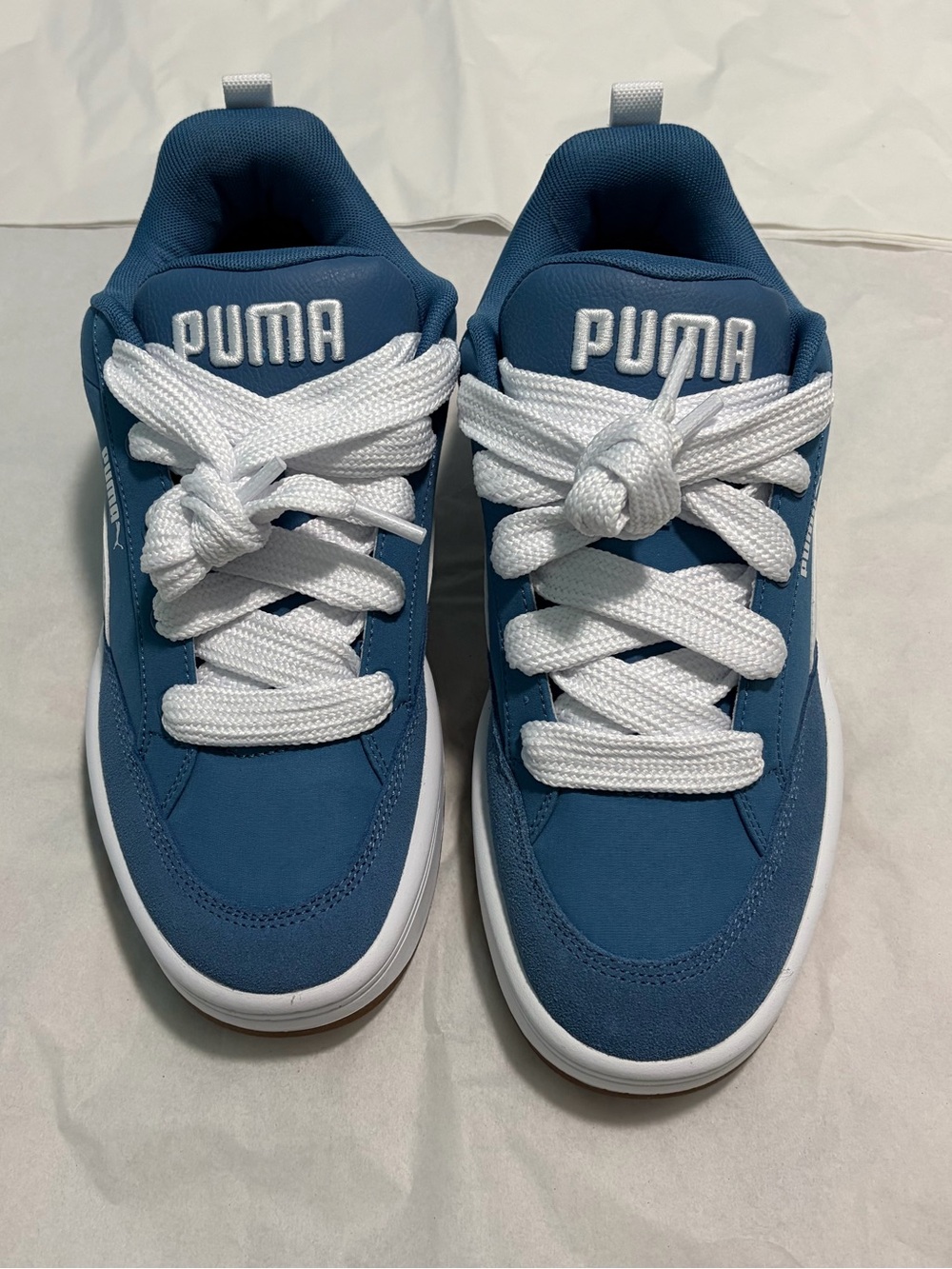 Puma Blue and White Low-Top Sneakers
